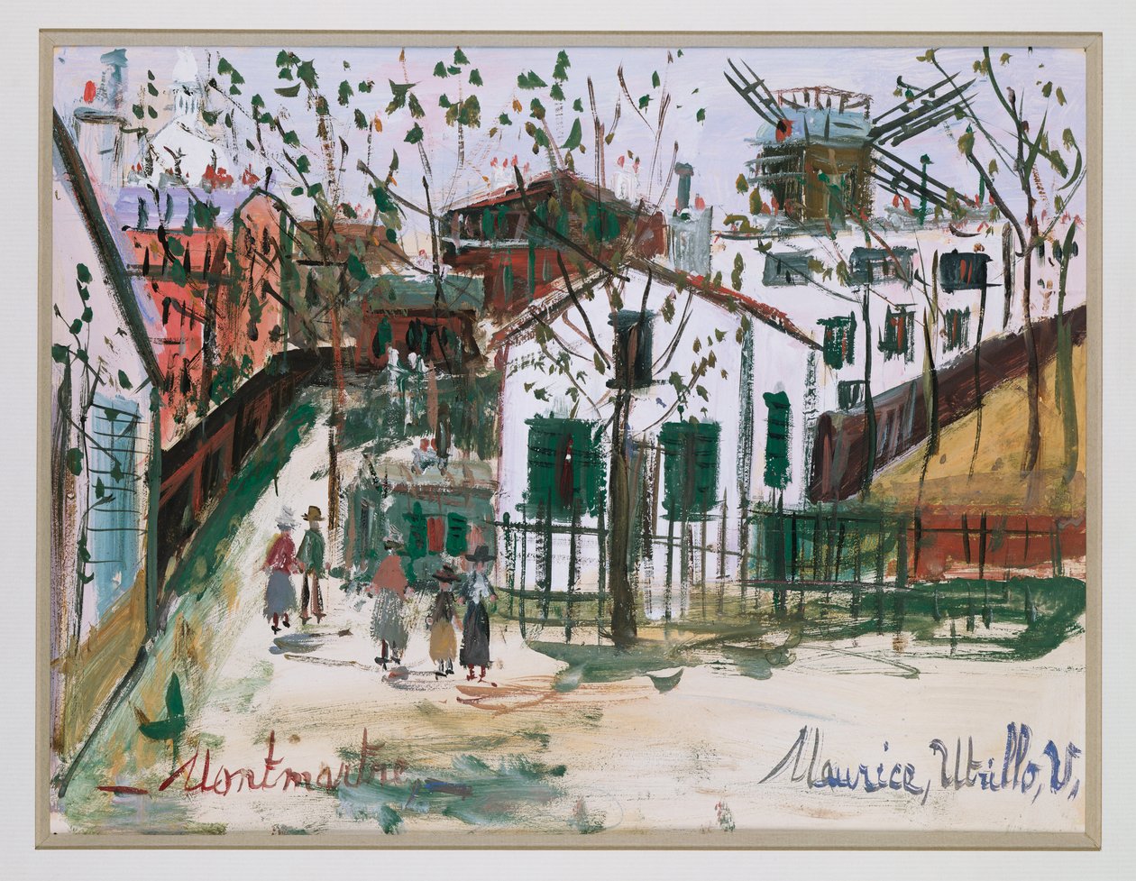 Montmartre (gouache papíron) alkotó: Maurice Utrillo