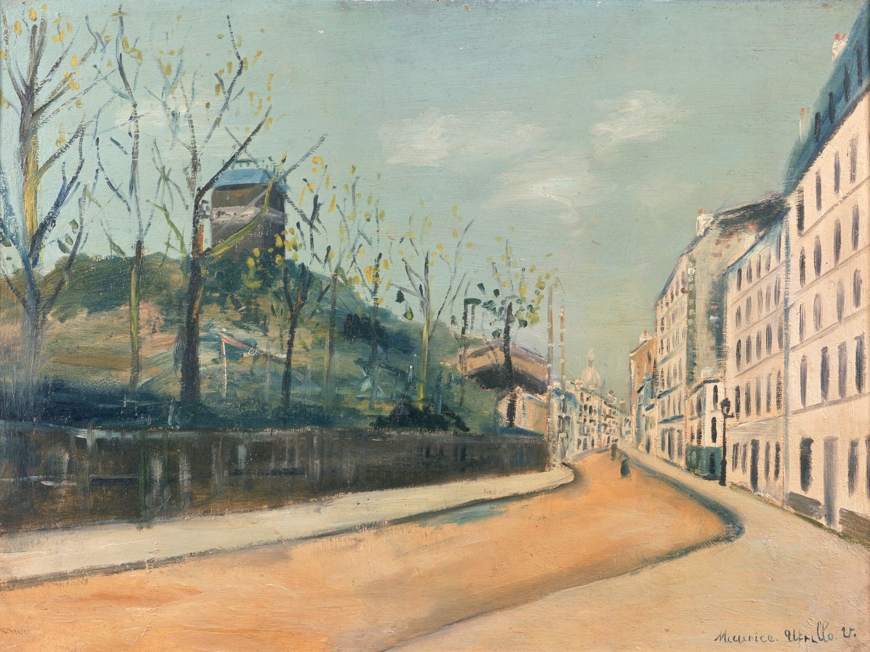 Rue Lepic, Montmartre, a Moulin de la Galette és a Sacre Coeur alkotó: Maurice Utrillo