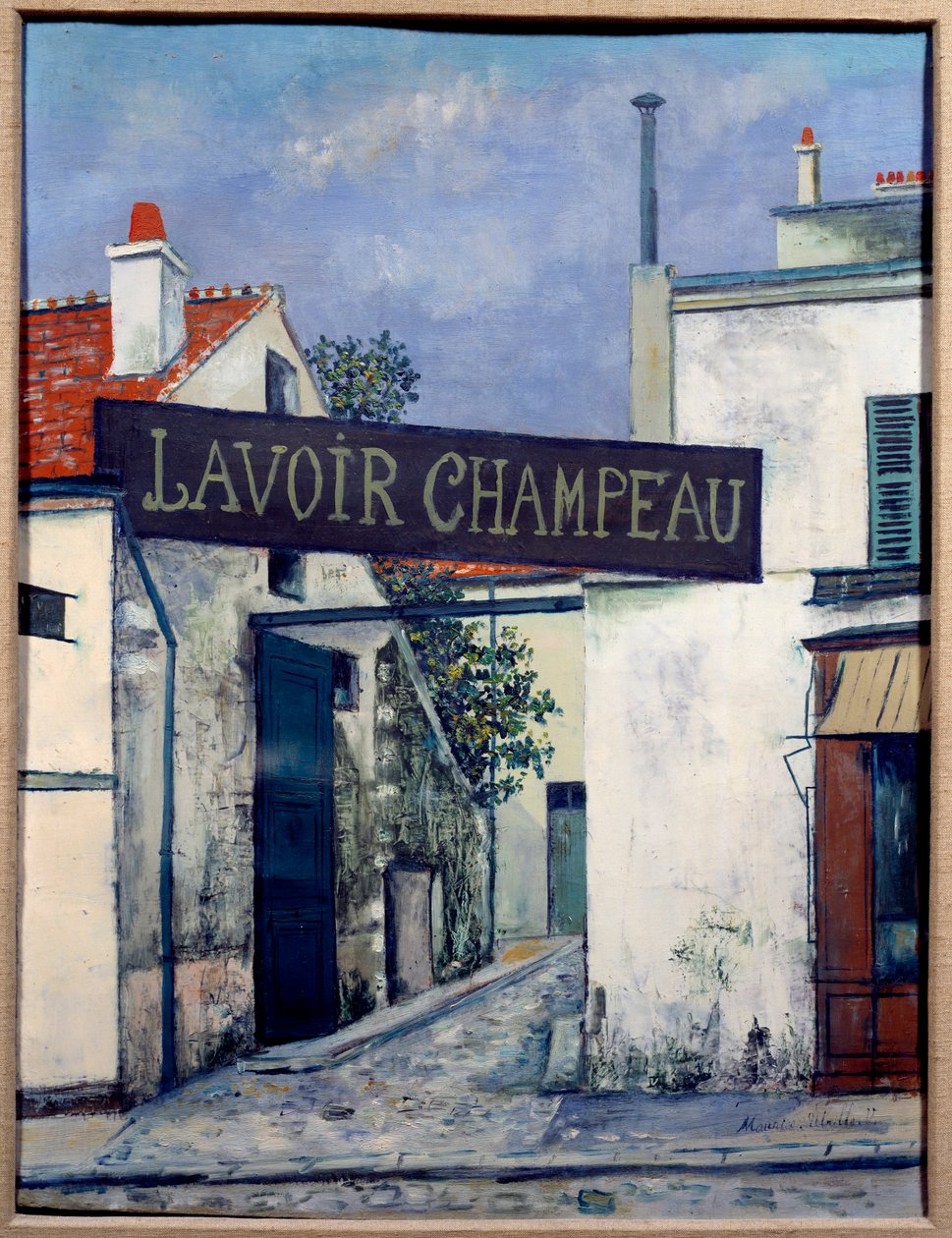 A Champeau mosóház, 20. század (olaj, vászon) alkotó: Maurice Utrillo
