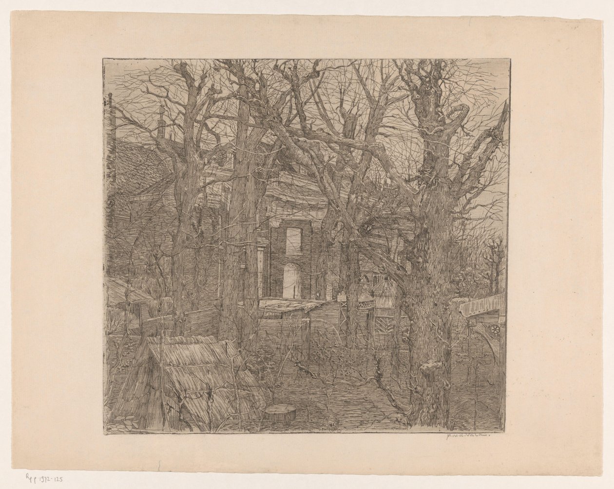 Fák egy ház körül Kert Amszterdamban (eredeti cím) alkotó: Maurits van der Valk (signed by artist)