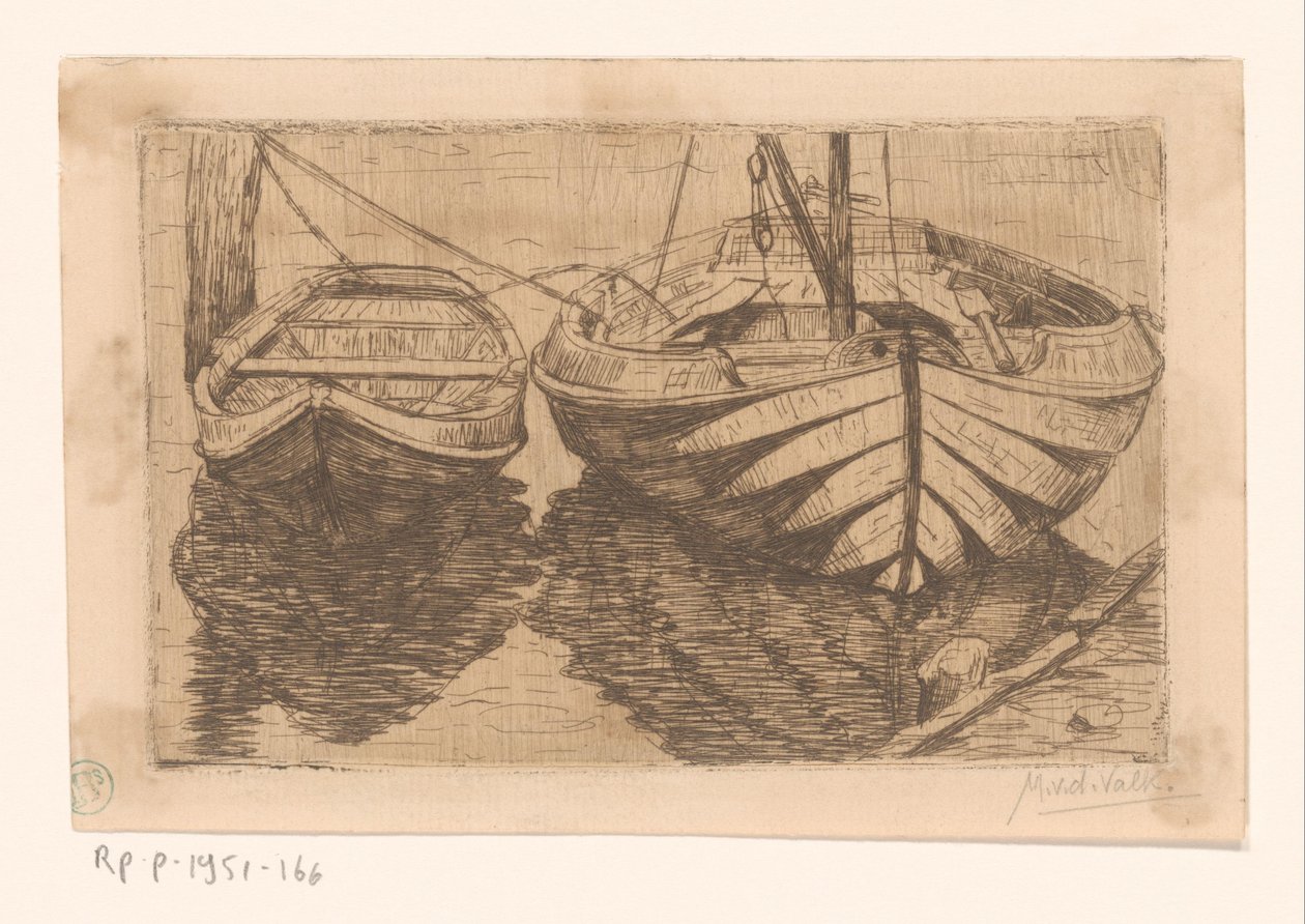 Evezős csónak és vitorlás alkotó: Maurits van der Valk (signed by artist)