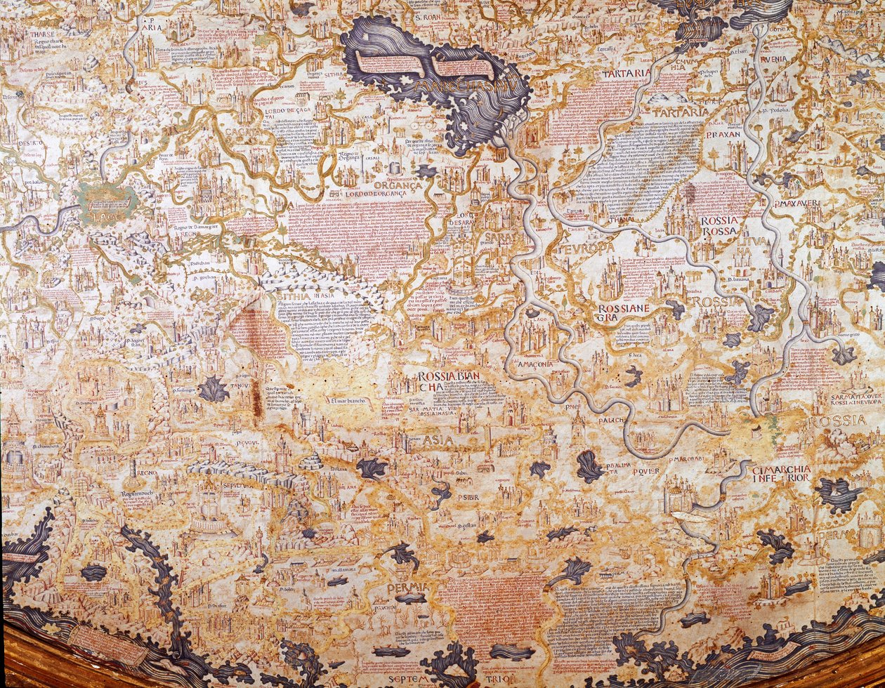 Oroszország képe Maurus (Mauro) testvér kamalduli világtérképének (mappamundi) részlete 1459 Biblioteca Marciana, Velence alkotó: Mauro Fra