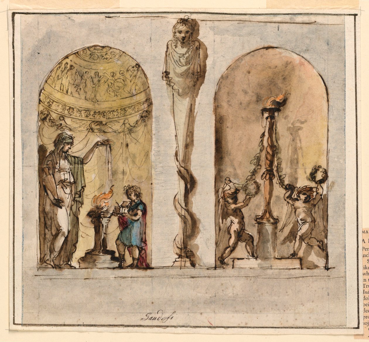 Rajz, festett faldíszítés, 1800-1830 alkotó: Mauro Gandolfi