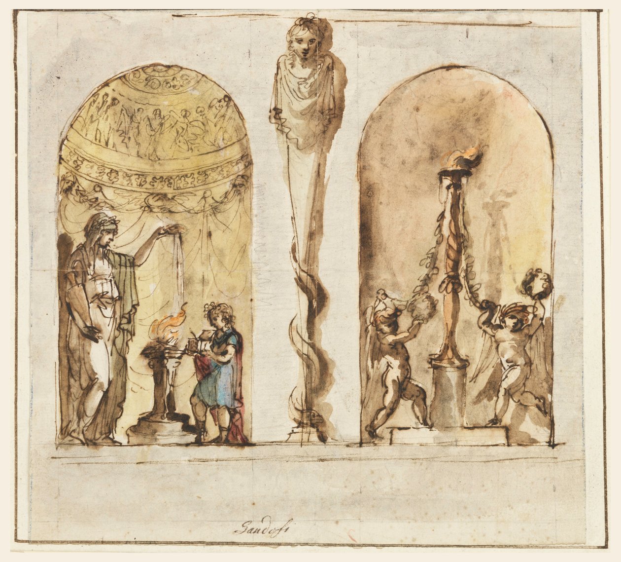 Rajz, festett faldíszítés, 1800-1830 alkotó: Mauro Gandolfi