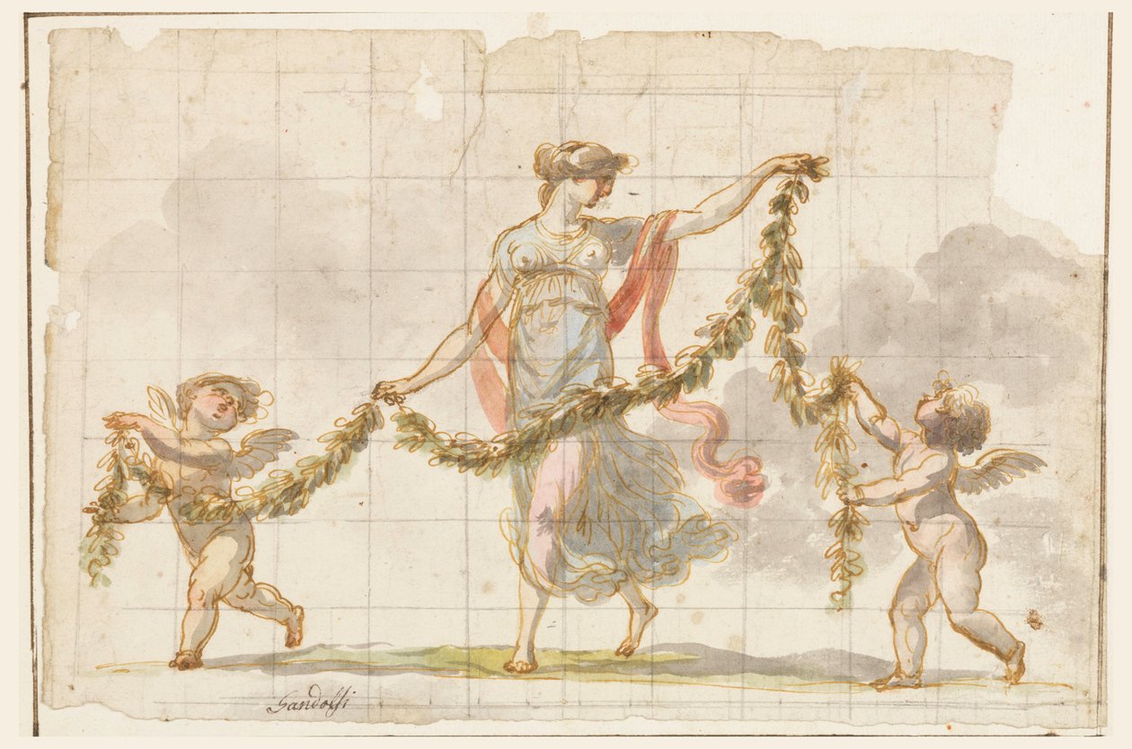 Rajz, falfestmény, 1820 körül alkotó: Mauro Gandolfi