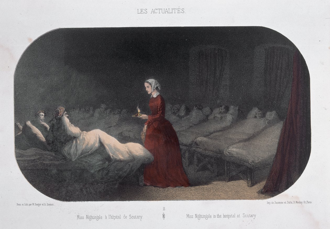 Miss Nightingale (1820-1910) a Scutary-i kórházban a krími háború alatt, 1856 alkotó: Max and Simeon Beeger