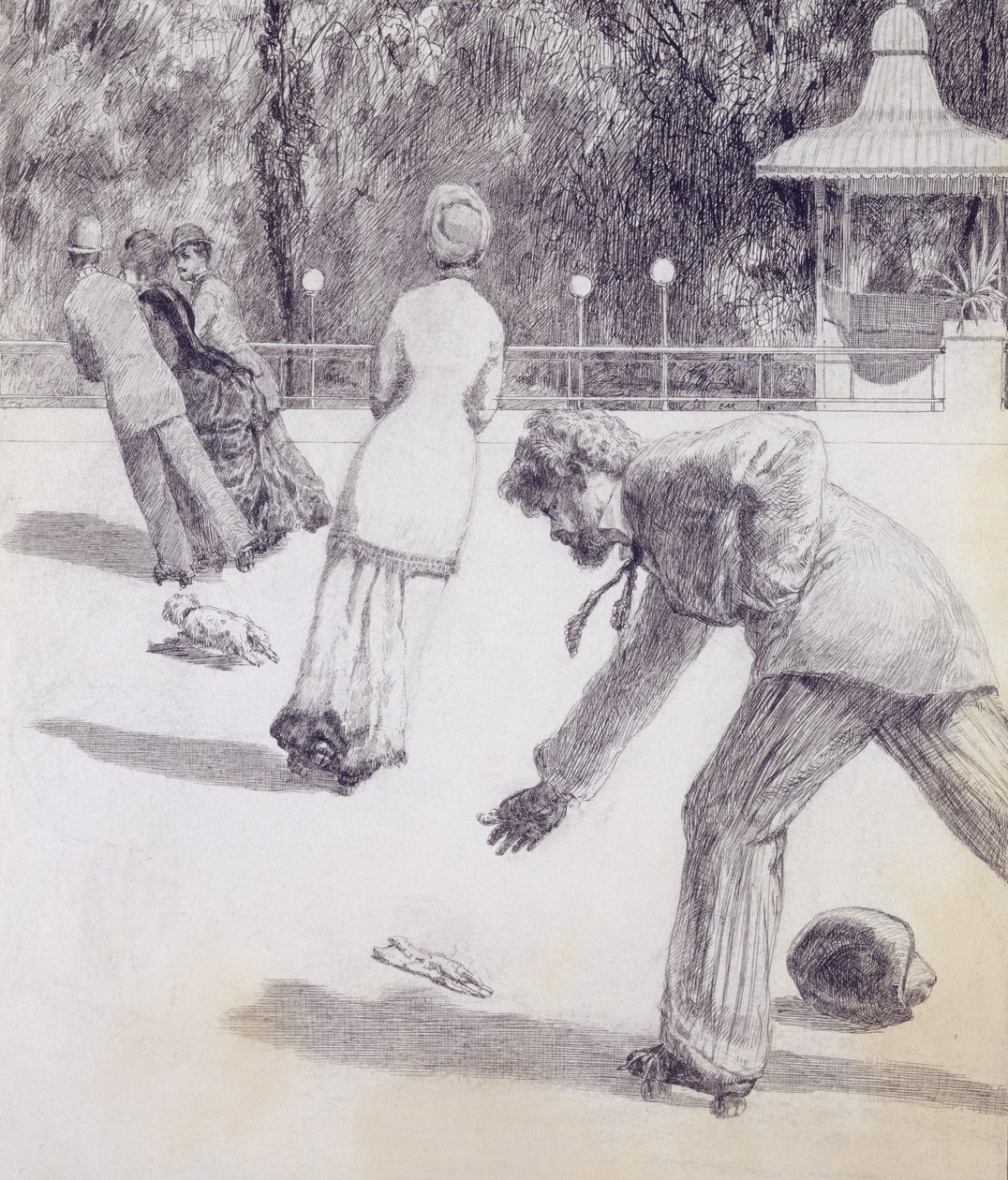Akció a „Paraphrase on the Discovery of a Glove” című filmből, kocsma. 1881, 1878 (mosott indiai tinta és toll) alkotó: Max Klinger