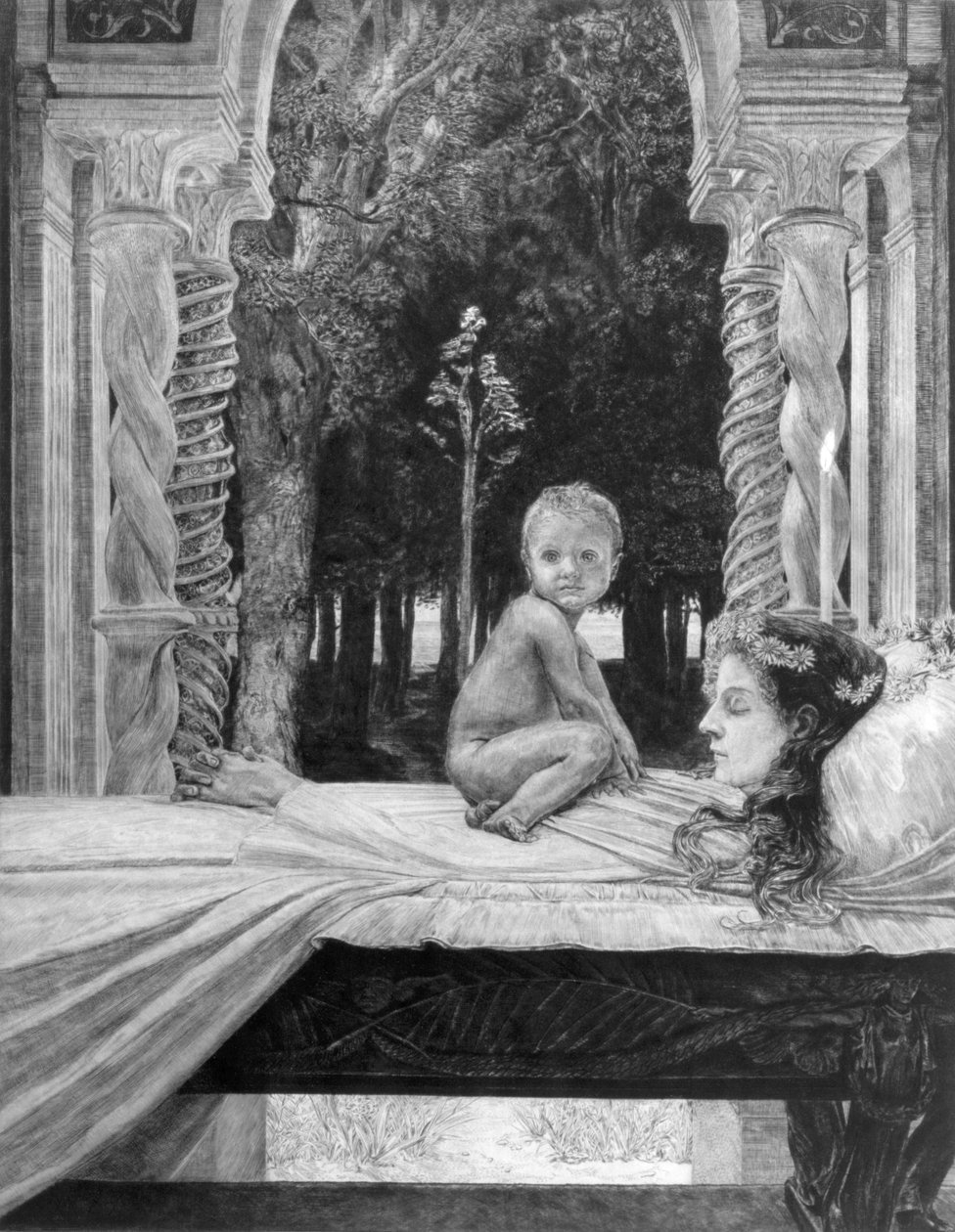 Holt anya, a „Halál, második rész” sorozatból, 1898 alkotó: Max Klinger