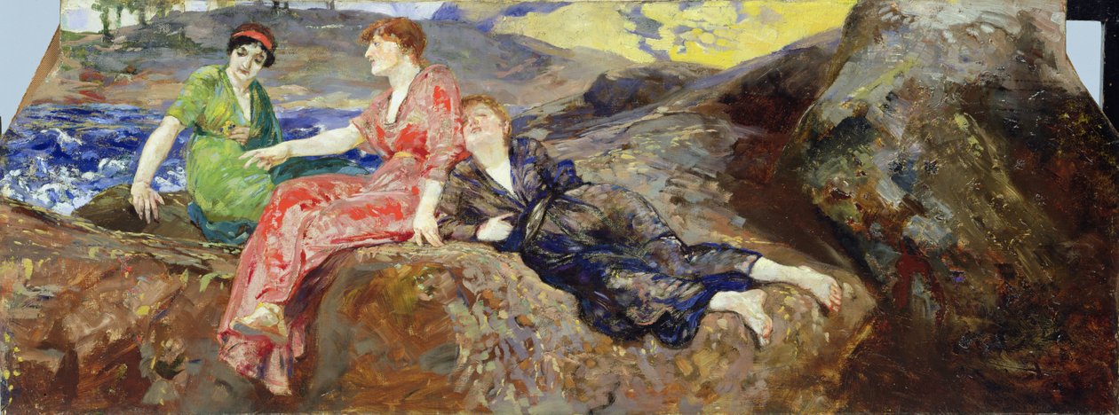 Lányok a parton, 1884-85 körül alkotó: Max Klinger