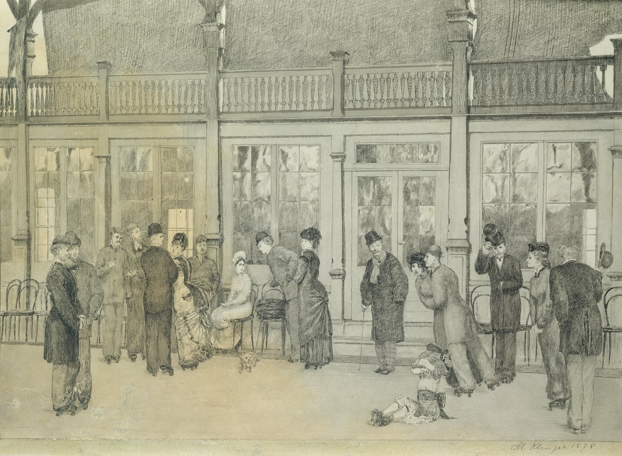 Hely a "Paraphrase on the Discovery of A Glove" című kocsmából. 1881, 1878 (mosott indiai tinta és toll papíron) alkotó: Max Klinger