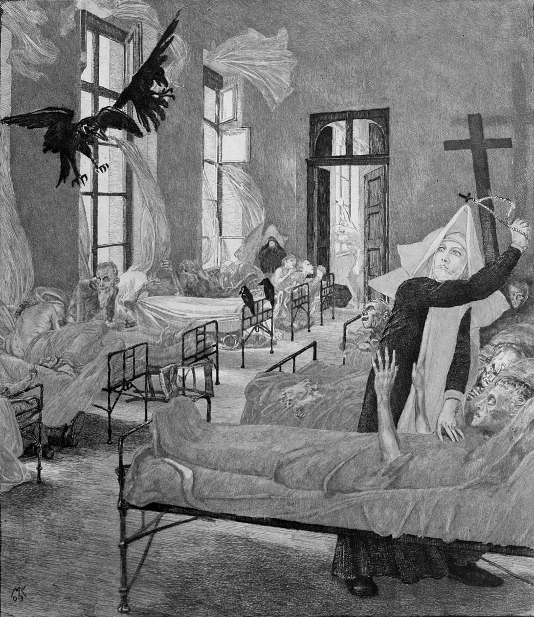 A pestis, a „Halálról, második rész” sorozatból, 1898 alkotó: Max Klinger
