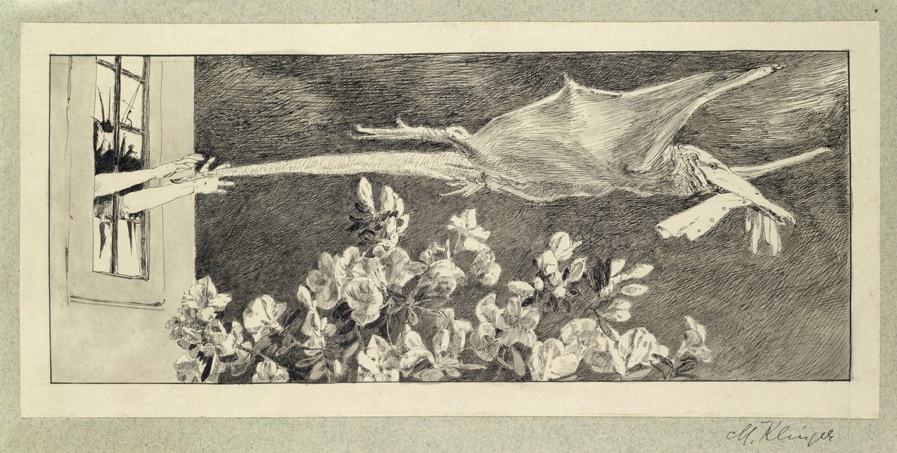 A roham, a "Parafrázis egy kesztyű felfedezéséről", kocsma. 1881, 1878 (indiai tintamosás és toll papíron) alkotó: Max Klinger