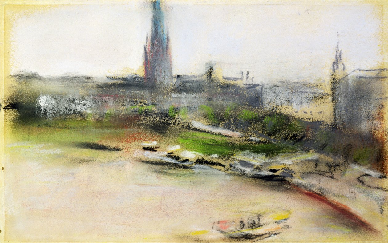 Binnenalster a Jungfernstiegben, 1909 (pasztell, papíron) alkotó: Max Liebermann