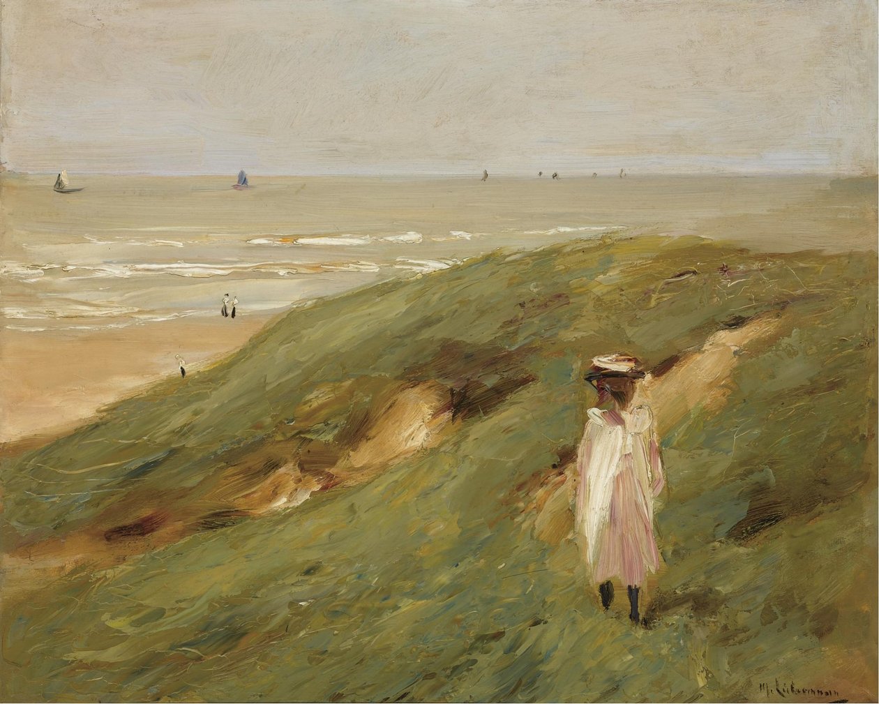 Dűne Noordwijk közelében egy gyerekkel alkotó: Max Liebermann