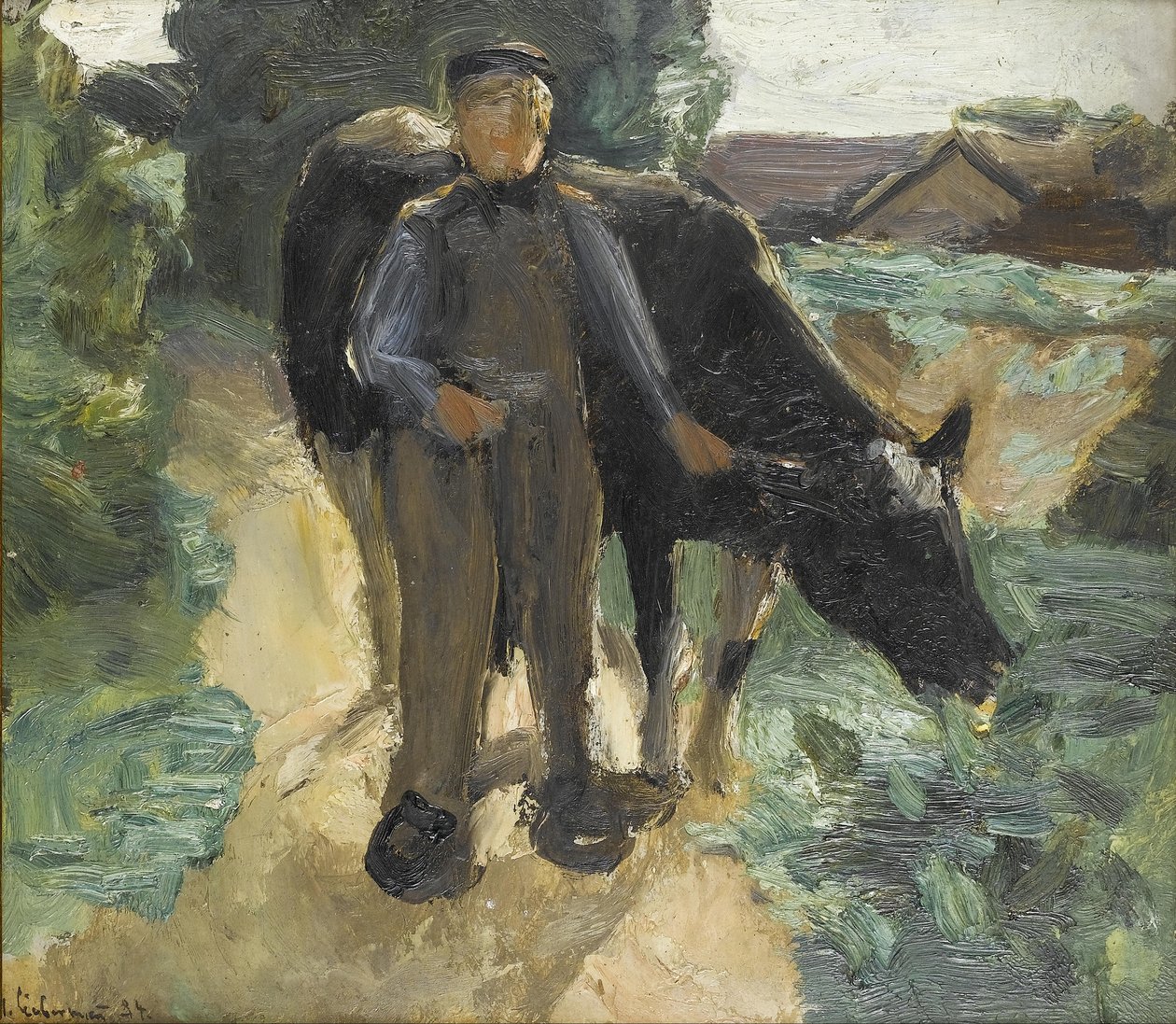 Gazda a tehénjével alkotó: Max Liebermann