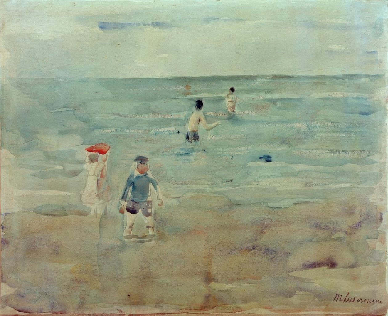 Fiúk fürdőznek a tengerben alkotó: Max Liebermann
