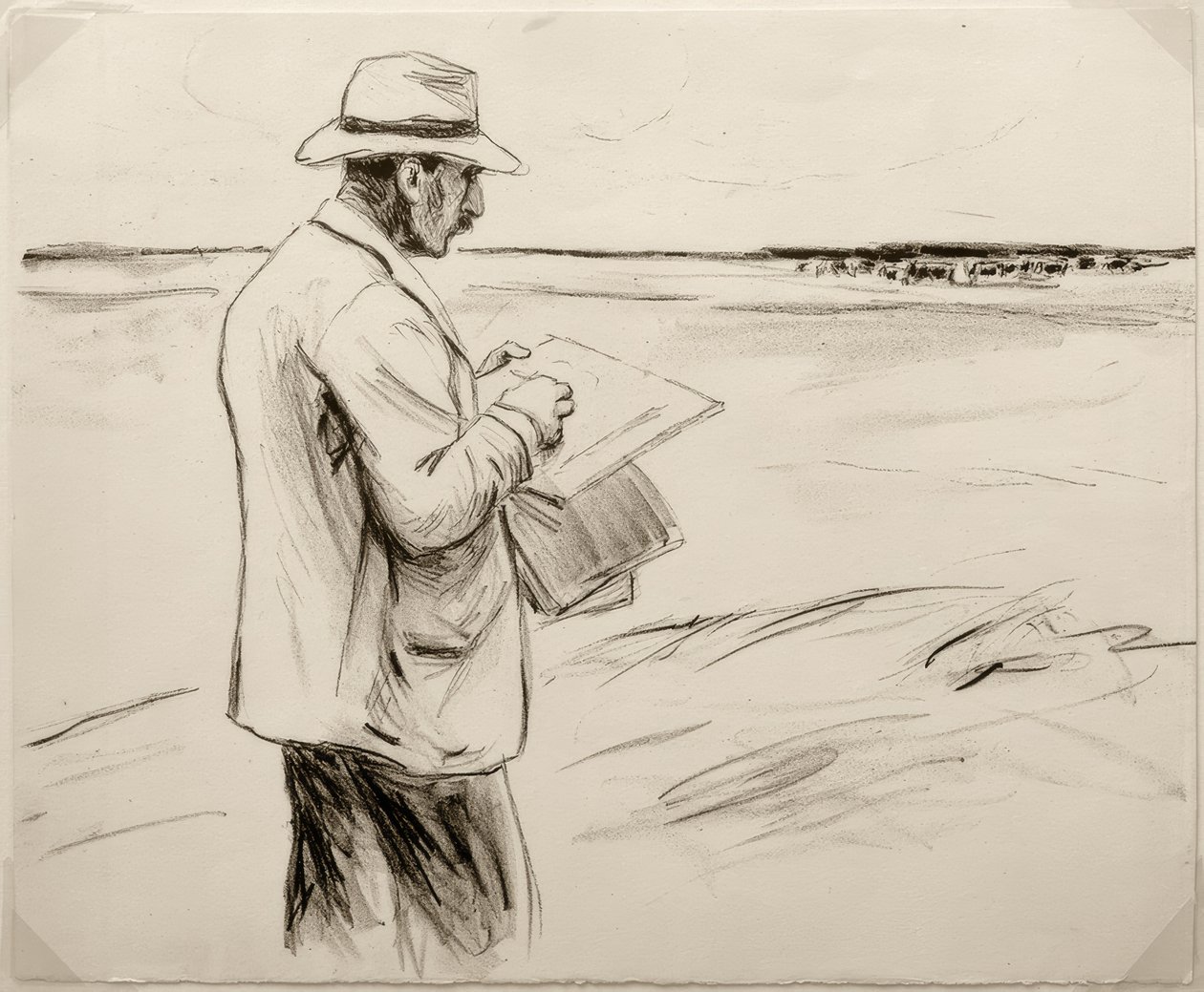 M.Liebermann, önarckép, szabadban rajz alkotó: Max Liebermann