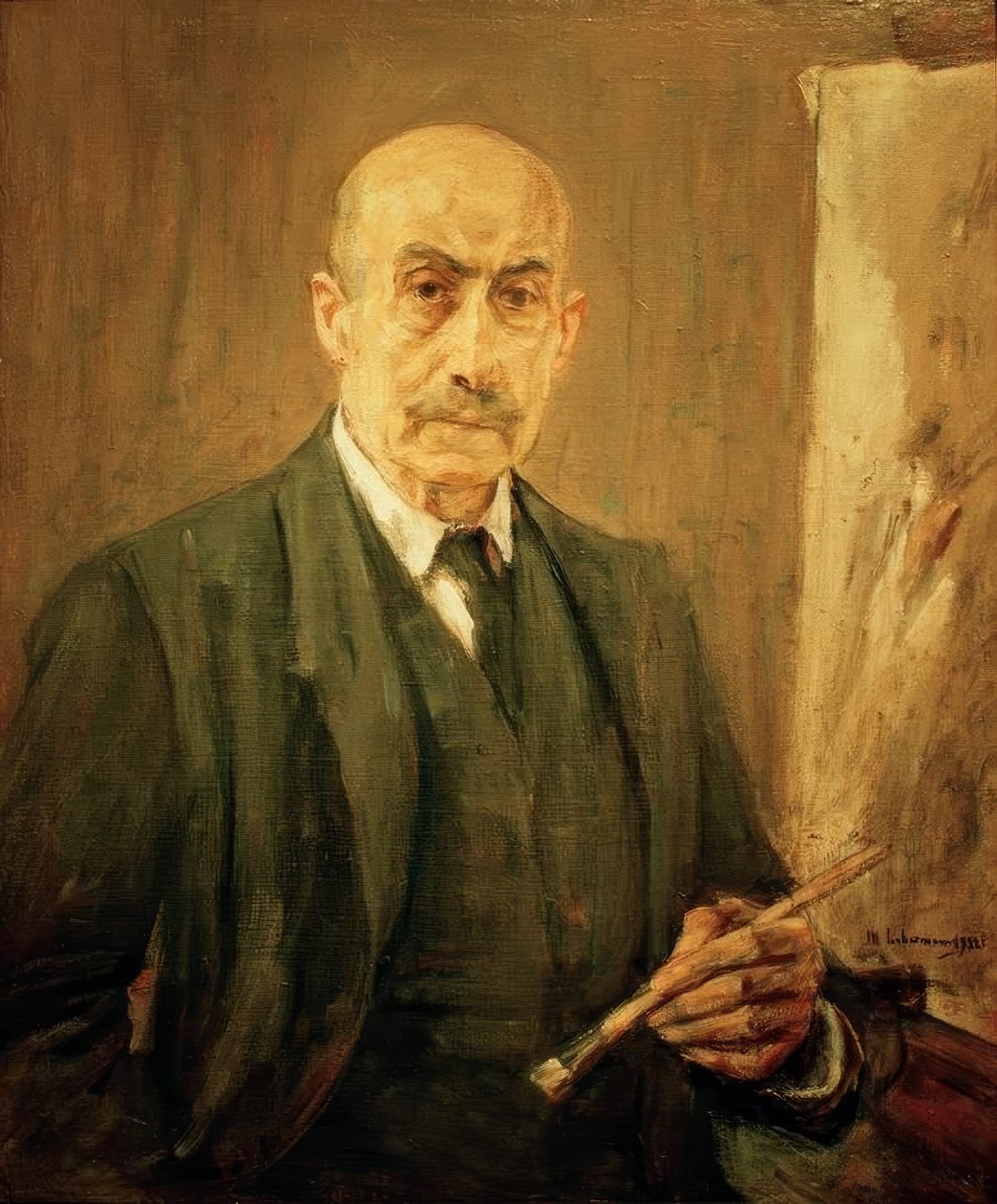 Önarckép öltönyben a festőállvány mellett alkotó: Max Liebermann