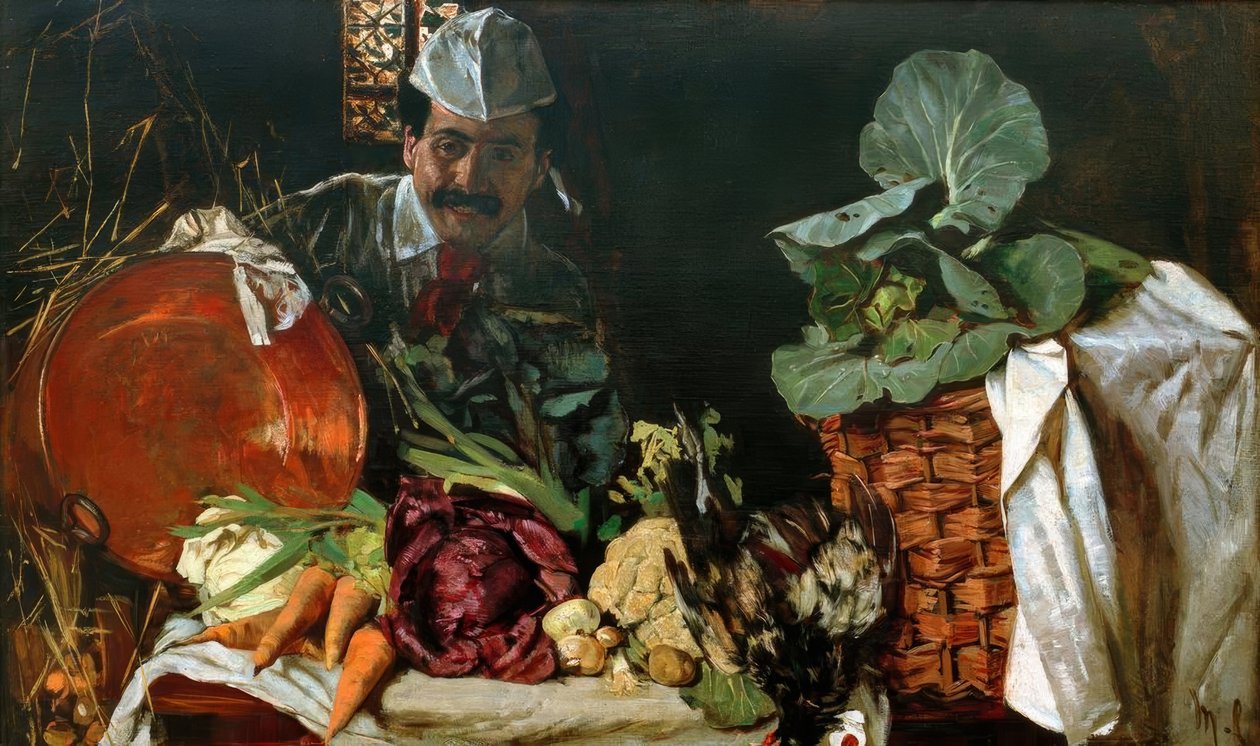 Önarckép konyhai csendélettel alkotó: Max Liebermann