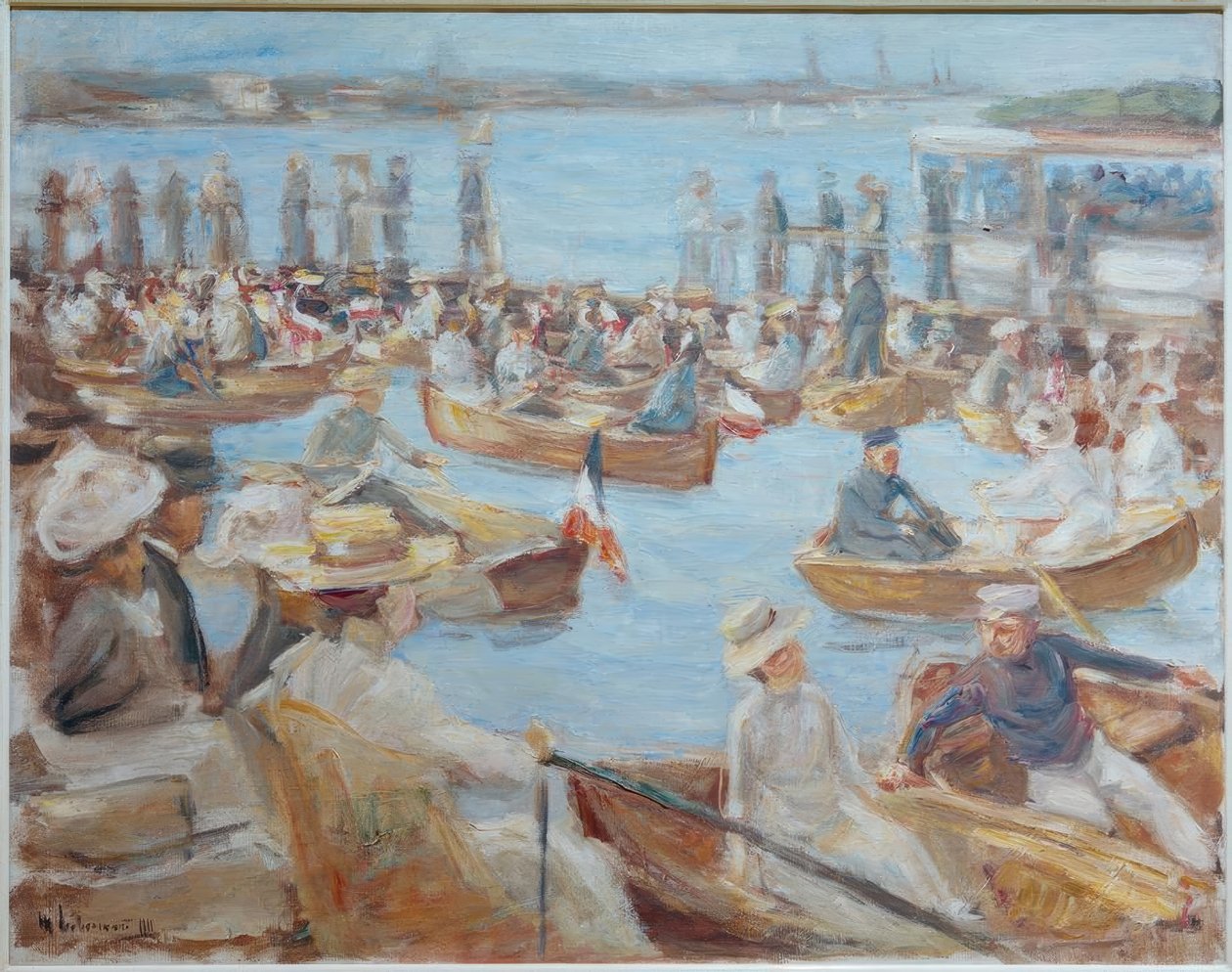 Nyári este az Alsteren hajósokkal alkotó: Max Liebermann