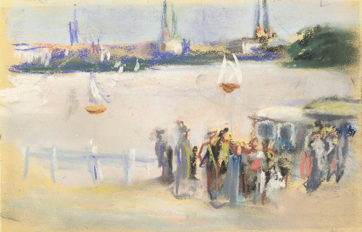 Az Aussenalster látképe, 1909 (pasztell, papír) alkotó: Max Liebermann