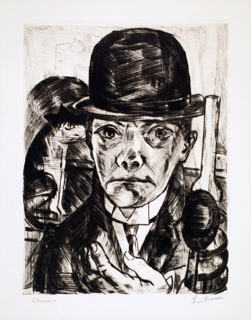 Önarckép Bowler kalappal. Max Bechmann metszet (1884-1950) alkotó: Max Beckmann
