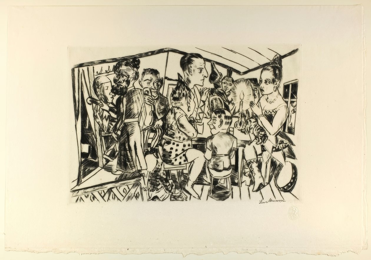 A kulisszák mögött, harmadik tányér a Jahrmarktból alkotó: Max Beckmann