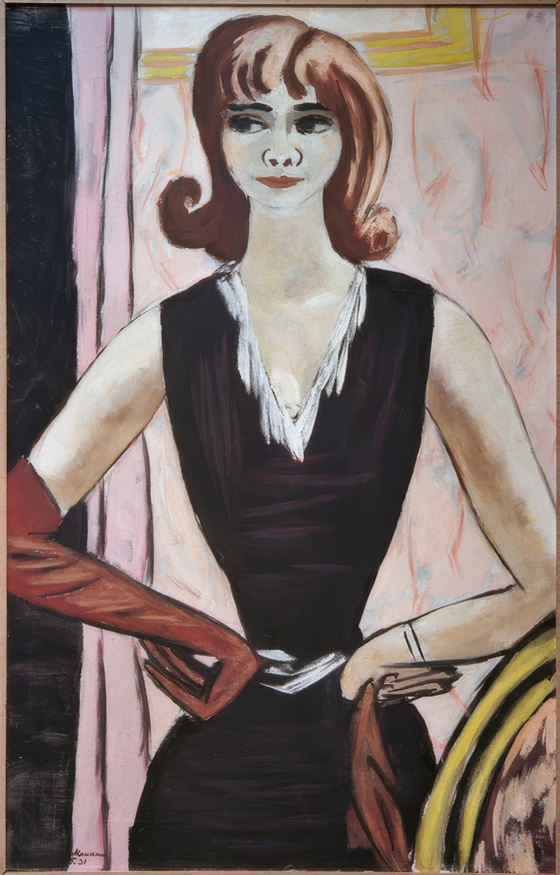 Quappi portréja rózsaszínen és lilán alkotó: Max Beckmann