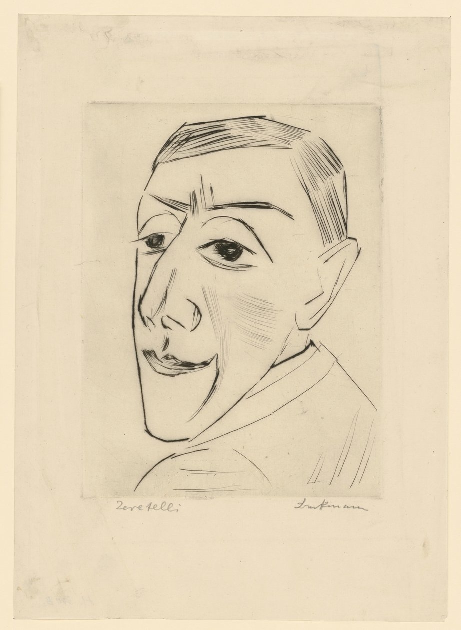 N. M. Zeretelli színész portréja (4. lap: A harmadik Ganümédész-mappából) alkotó: Max Beckmann