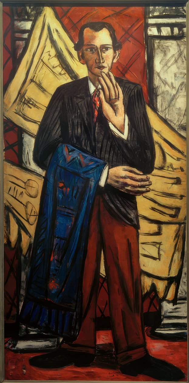 Egy szőnyegkereskedő portréja alkotó: Max Beckmann
