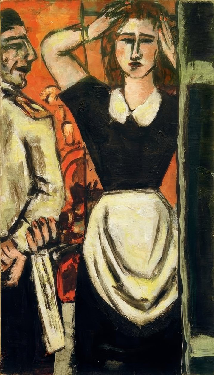 Pincér és ruhatáros szobalány alkotó: Max Beckmann