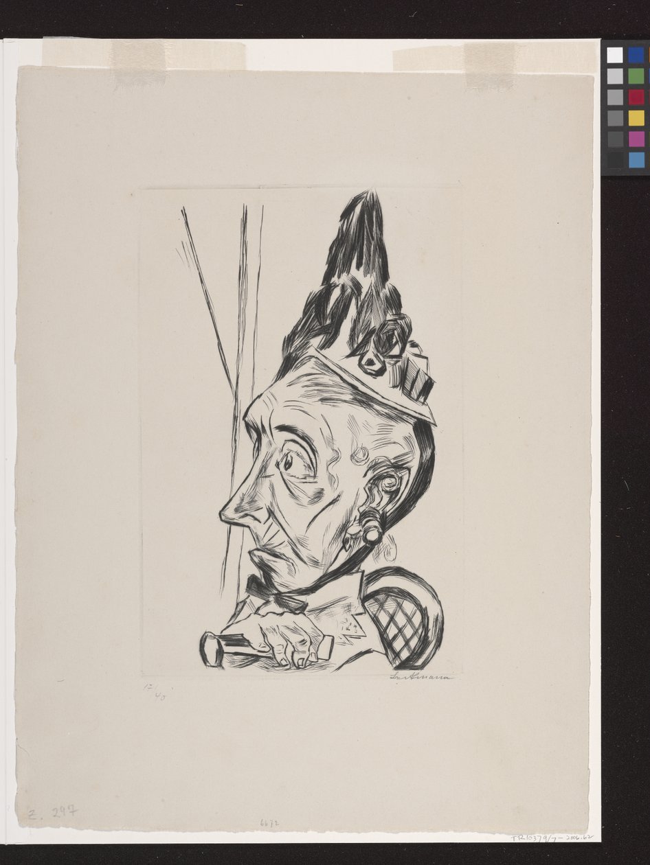 öregasszony motorháztetővel alkotó: Max Beckmann