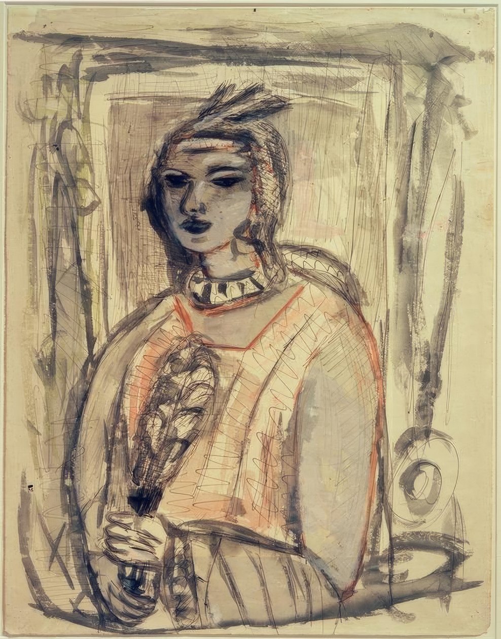 Quappi fejdísszel alkotó: Max Beckmann