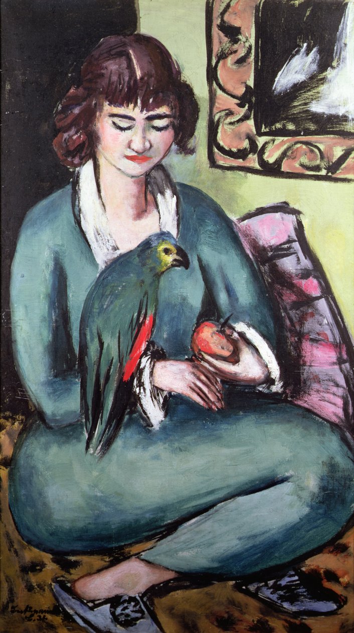 Quappie papagájjal alkotó: Max Beckmann
