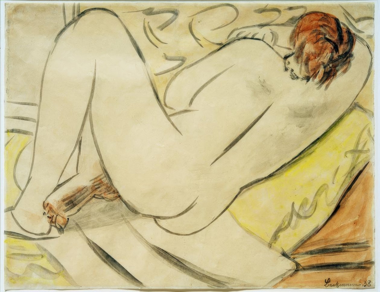 Hátulról meztelenül, fekvő alkotó: Max Beckmann