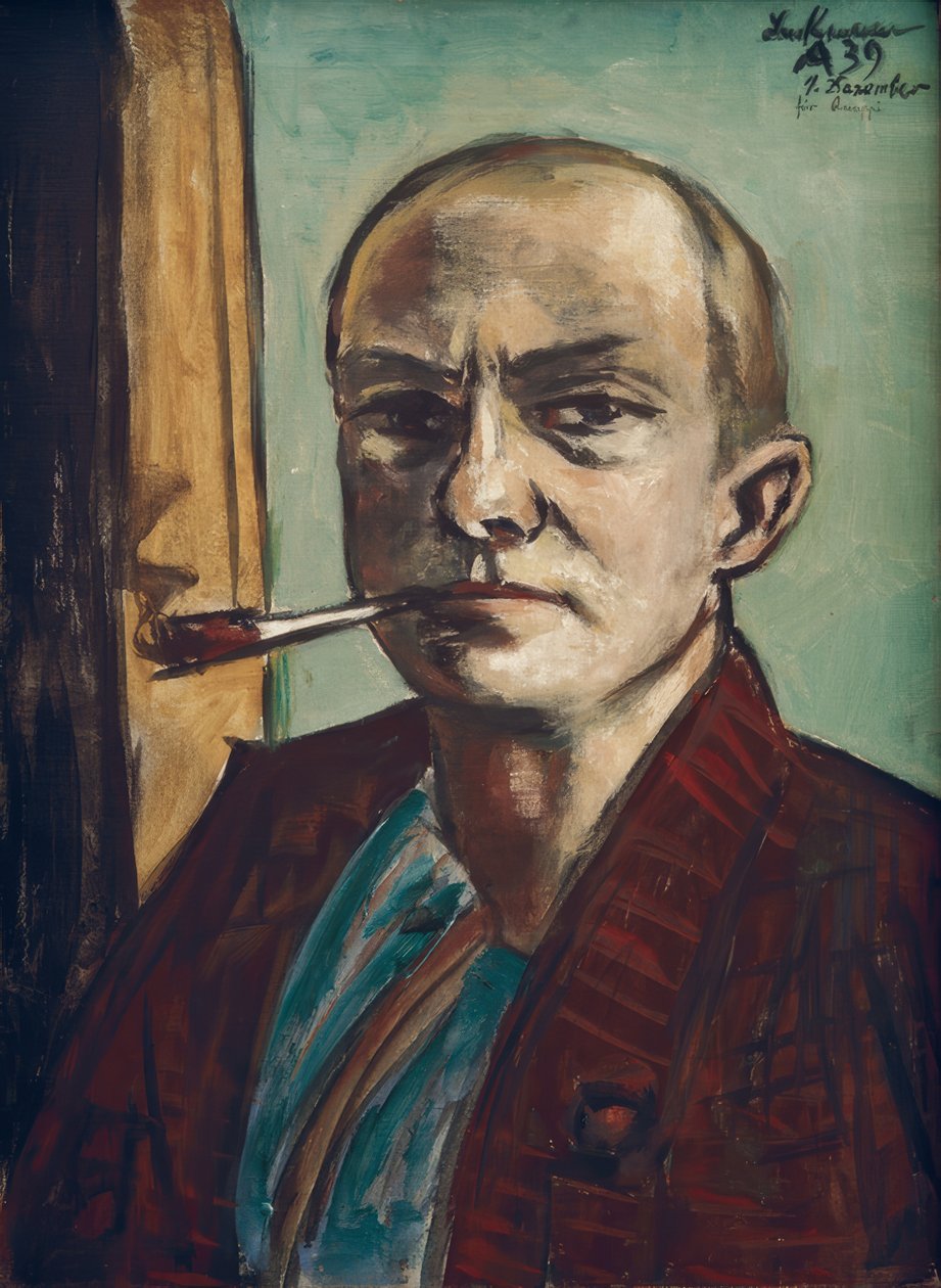 Önarckép zölden zöld inggel alkotó: Max Beckmann