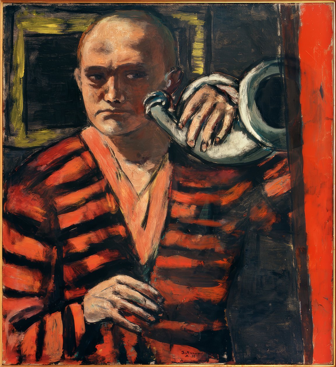 Önarckép kürttel alkotó: Max Beckmann