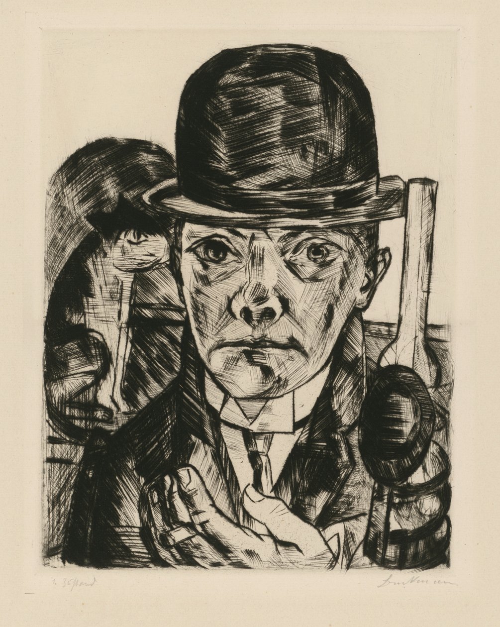 Önarckép kemény kalappal alkotó: Max Beckmann