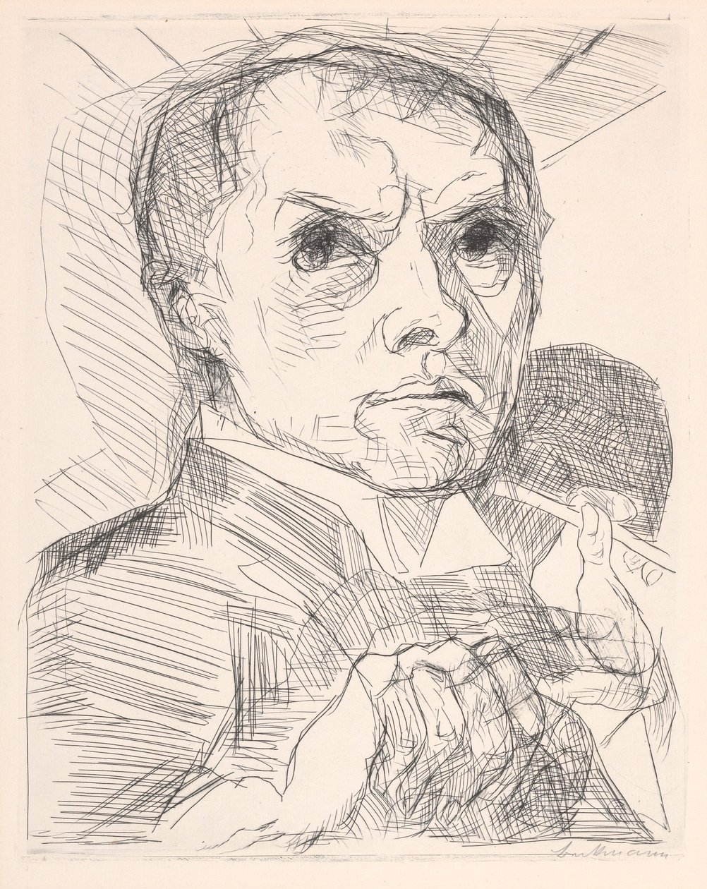 Önarckép írónáddal alkotó: Max Beckmann