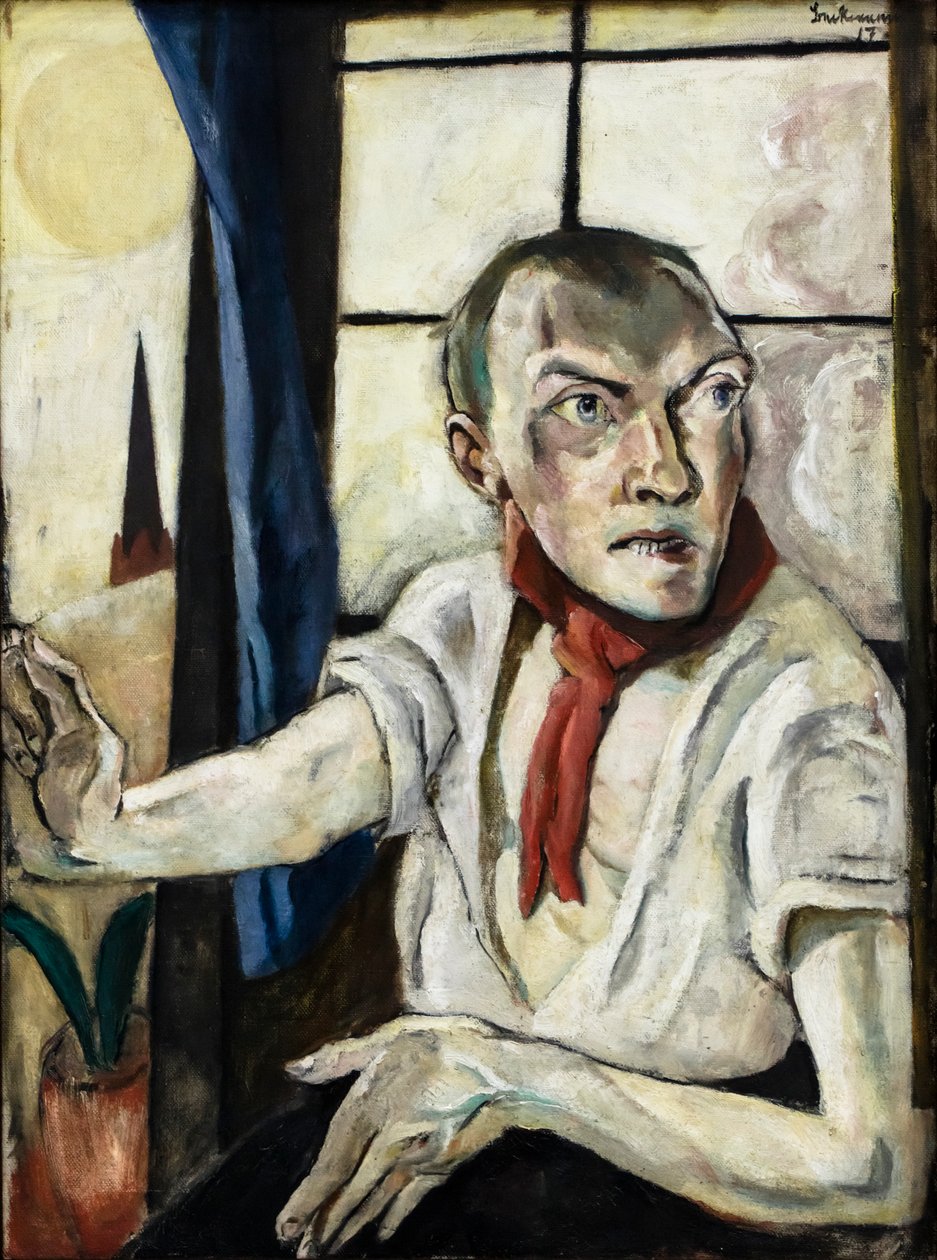 Önarckép vörös sállal alkotó: Max Beckmann