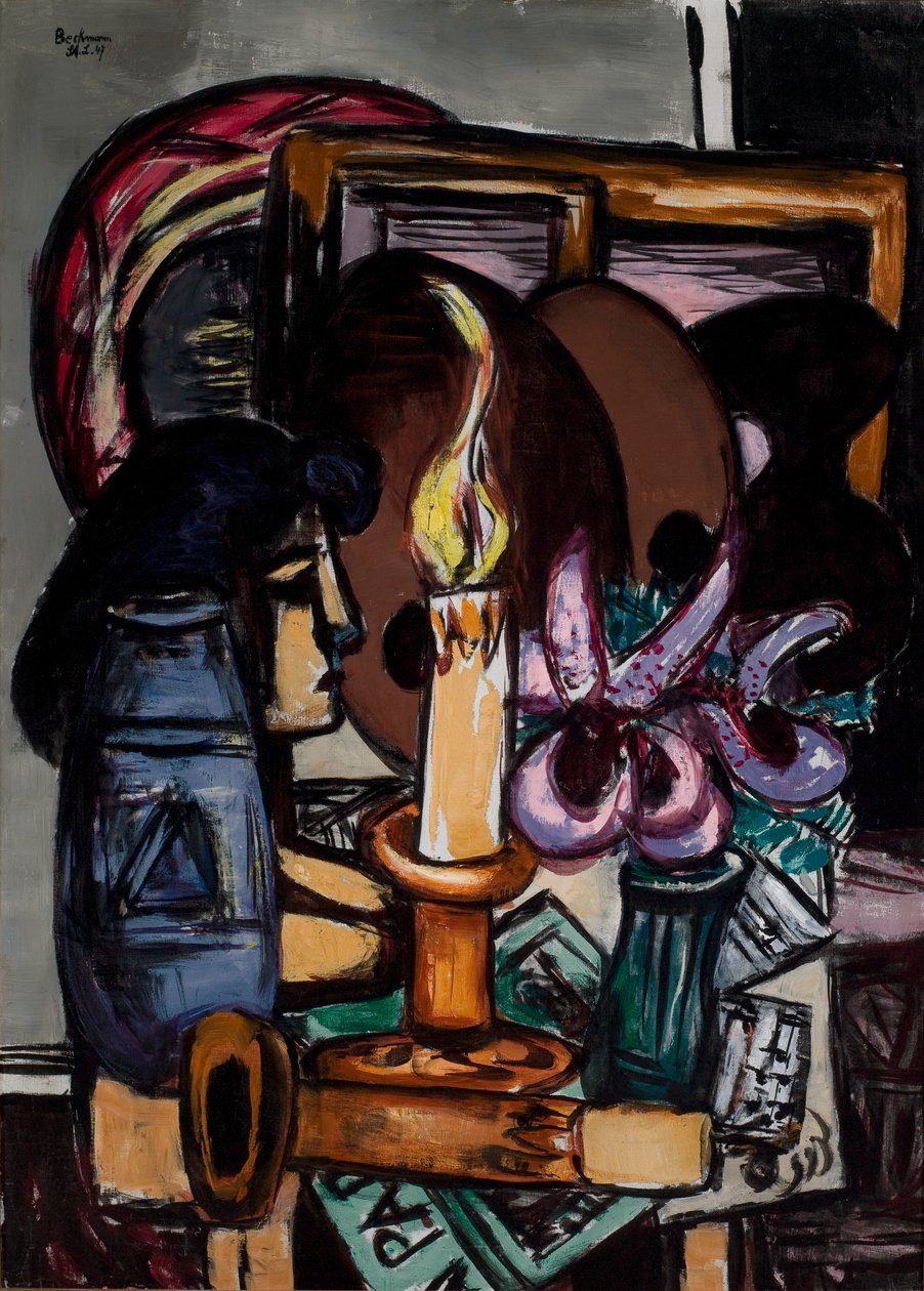 Csendélet két nagy gyertyával alkotó: Max Beckmann