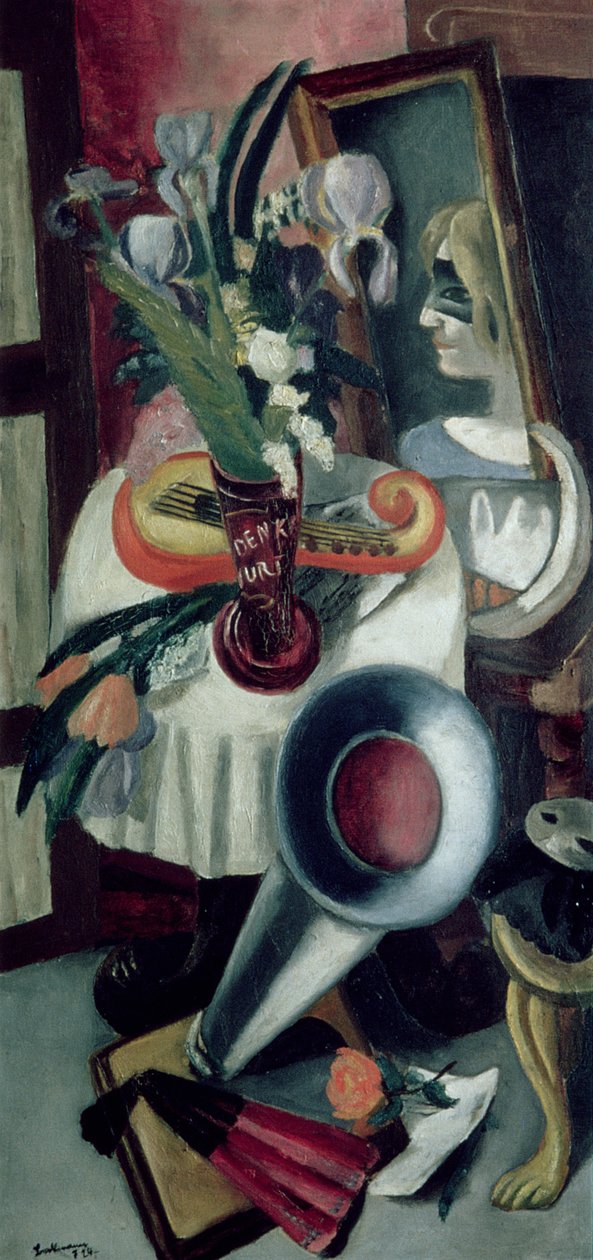 Csendélet gramofonnal és íriszekkel alkotó: Max Beckmann