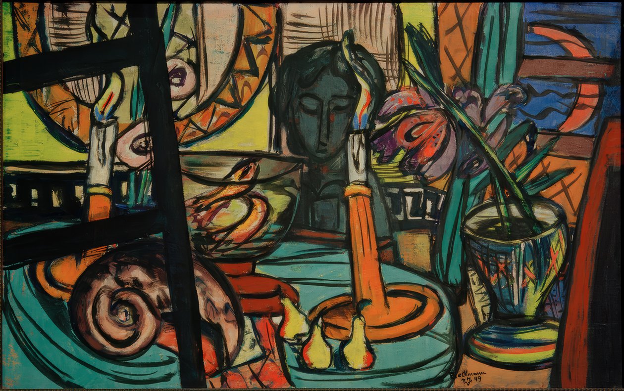 Csendélet fekete műanyaggal alkotó: Max Beckmann