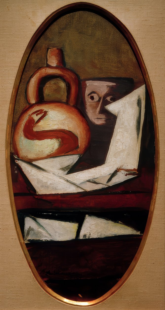 Csendélet mexikói figurával alkotó: Max Beckmann