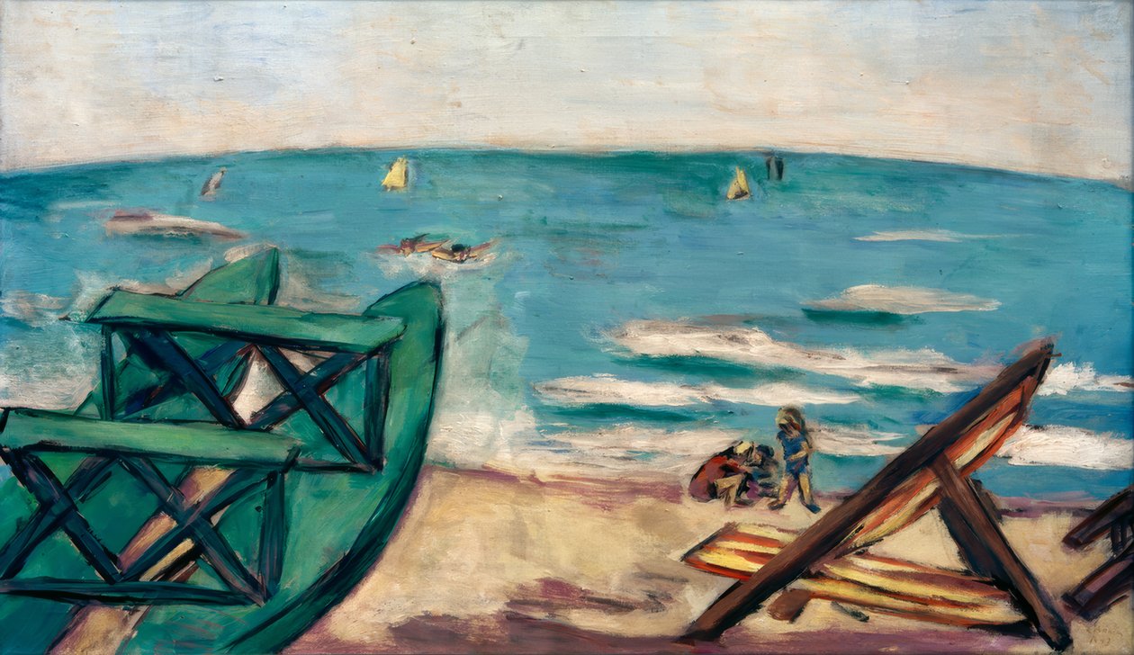 Strand csónakkal és nyugágyakkal alkotó: Max Beckmann