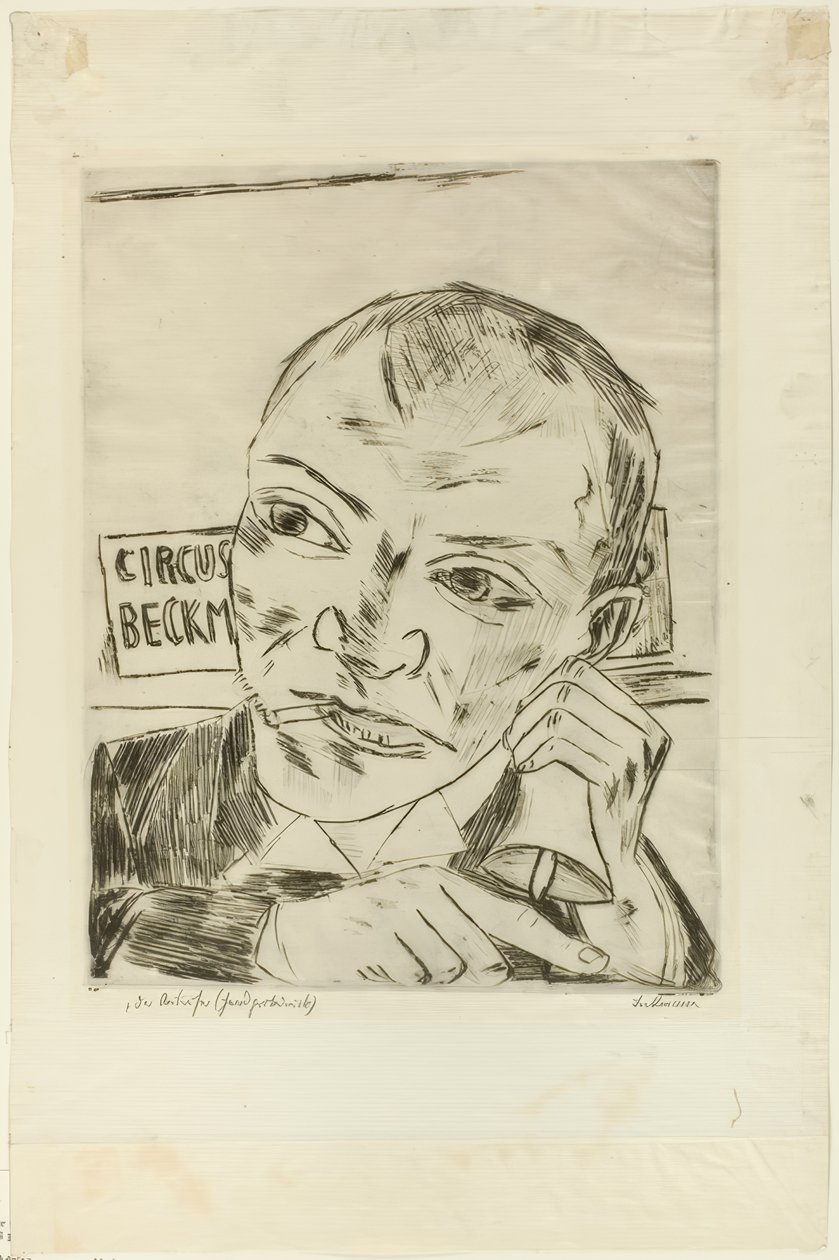 The Barker (önarckép), első lemez a Der Jahrmarktból alkotó: Max Beckmann