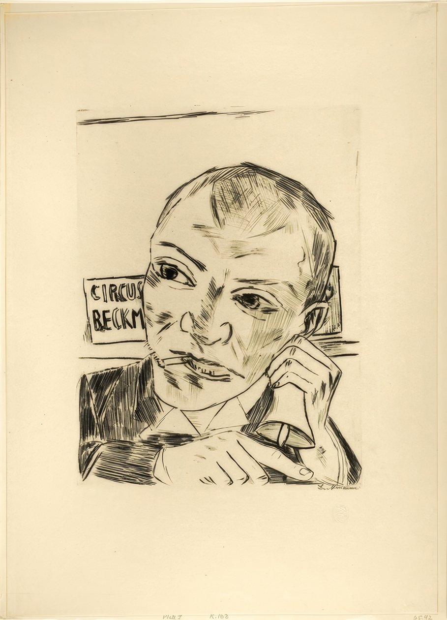 The Barker (önarckép), első lemez a Jahrmarktból alkotó: Max Beckmann