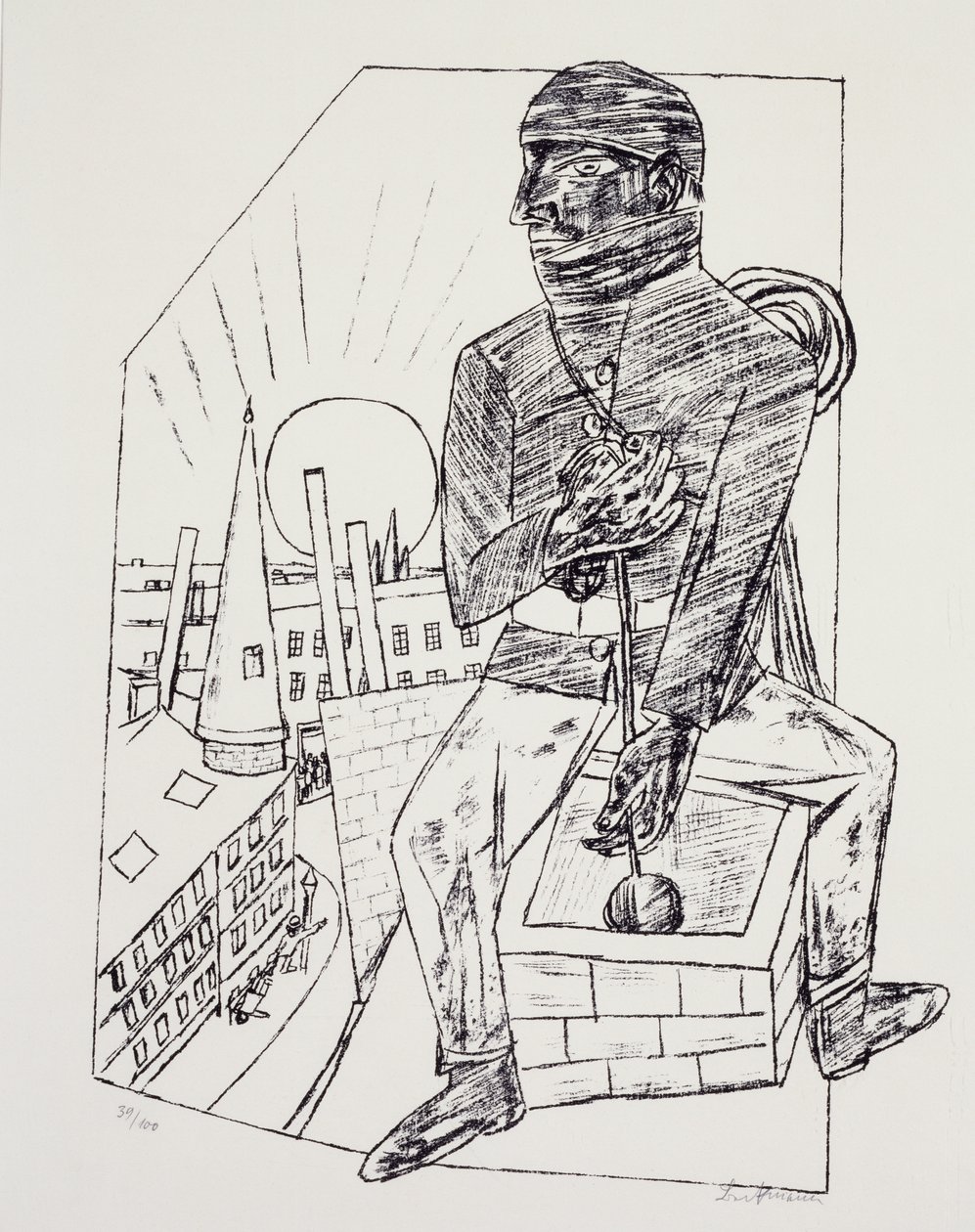 A kéményseprő, Max Beckmann (1884-1950), litográfia. Németország, XX. század. alkotó: Max Beckmann