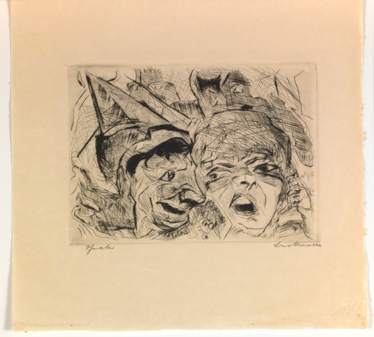 Színház, 8. lemez az „Arcok” portfólióból alkotó: Max Beckmann