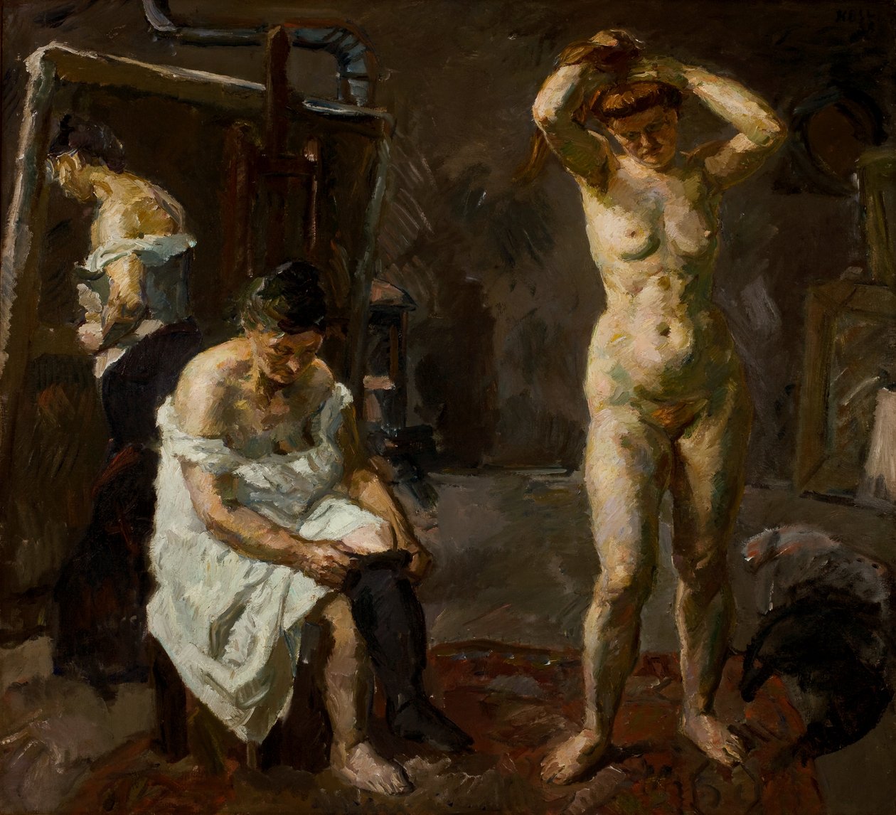 Három nő a stúdióban alkotó: Max Beckmann